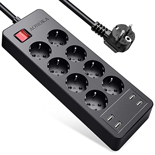 Regleta de 8 enchufes y 4 USB 