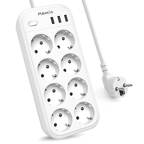 Regleta enchufes con 8 tomas y 3USB