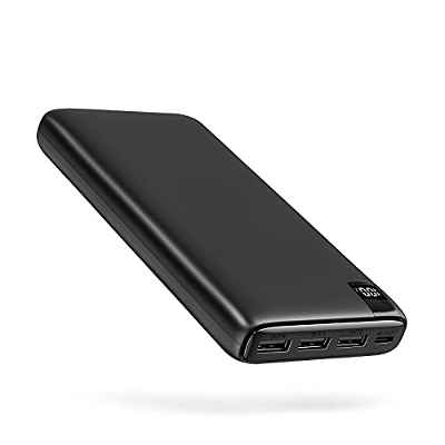 Riapow Batería Externa de 26800mAh, Power Bank 3,0 A USB C Carga Rápida Cargador Portátil con Pantalla LED Cargador de Teléfono 4 Puertos USB para iPhone, Samsung, Tablet y Más