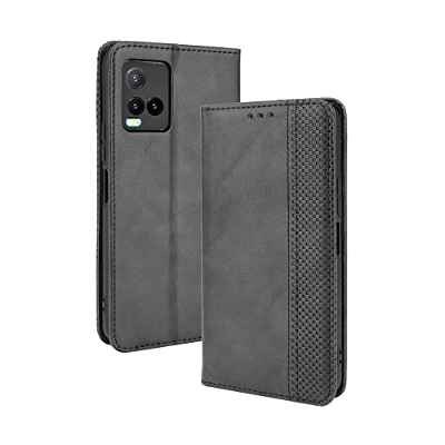 RonRun Funda para Vivo Y33S (Y21s, Y21 2021), Carcasa cartuchera Tipo Libro de Magnético Tarjetero, Cuero PU Cierre Magnético Flip Folio Case Compatible con Vivo Y33S (Y21s, Y21 2021) Negro