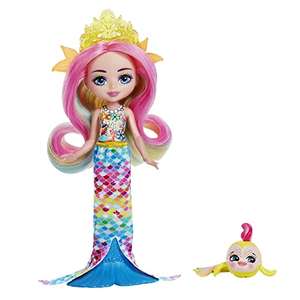 Royal Enchantimals Ocean Kingdom Muñeca Rainey Rainbow Fish con mascota pez arcoíris de juguete