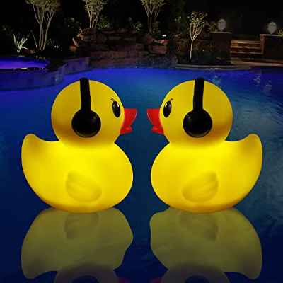 Rukars Pato De Goma Luz de Pato, Pato Luz de Balneario LED Luz de Piscina Flotante IP68, Luz de Bañera Pato Patitos de Goma para Bañera de Hidromasaje Fiesta Cumpleaños Regalo Navidad Halloween (2)