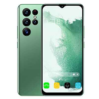 S22 Ultra Smartphone, Teléfono Celular Desbloqueado de 7,3 Pulgadas con Pantalla HD, 16 GB 64 GB, Tarjeta Dual, Soporte de Espera Dual, Reconocimiento Facial, Teléfono Móvil para Android 12(Verde)