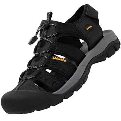 SAGUARO Hombre Sandalias Verano Sandalias de Senderismo para Mujer Antideslizante Zapatillas de Senderismo Transpirable Ligero Sandalias Deportivas, Negro 41