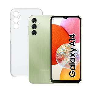SAMSUNG Galaxy A14 (128 GB 4 GB de RAM) + Funda - Smartphone Android Color Verde, Pantalla FHD+ de 6,6 Pulgadas, Batería de 5000 mAh)