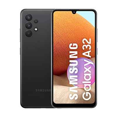 Samsung Galaxy A32 Color Negro | Smartphone 6.4" FHD+ s-AMOLED con Android 11 | 4 + 128GB de Memoria | Quad-cámara 64MP y Frontal de 20MP | 5.000 mAh y Carga rápida 15W | [Versión española]