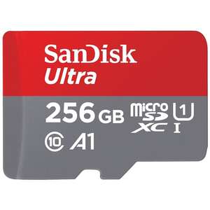 SanDisk 256GB Ultra tarjeta microSDXC + adaptador SD hasta 150 MB/s con Clase A1 de rendimiento de las aplicaciones UHS-I Class 10 U1