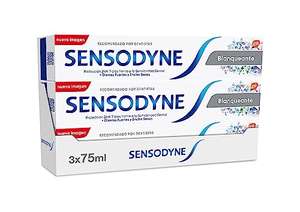 Sensodyne Pasta de Dientes Blanqueante, Alivio Para Dientes Sensibles, Protección Duradera Frente a la Sensibilidad Dental, Pack 3x75 ml