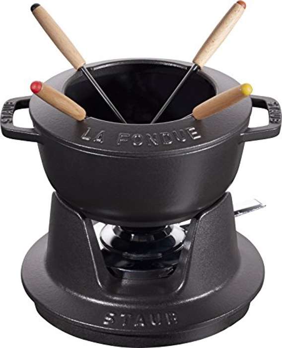 Set de fondue con 4 tenedores de hierro fundido 