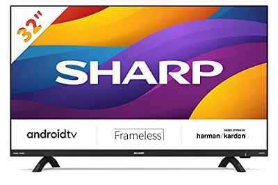 Sharp 32Di6EA - TV Android (9.0) smart 32" HD sin marco - 32 pulgadas - Google Assistant controlado por Voz, Chomecast, Bluetooth, Altavoces Harman/kardon, HDR10, 3xHDMI, 2xUSB, DTS Virtual X