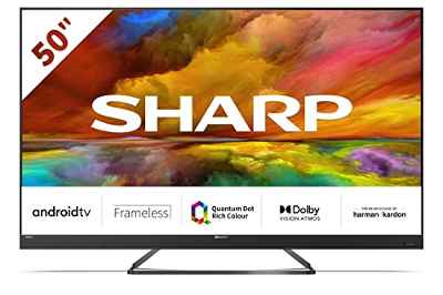 Sharp Quantum Dot 50EQ3EA TV Android 11 de 50", 4K Ultra HD, 4X HDMI 2.1, 2X USB, Bluetooth, Dolby Vision y Atmos, Google Assistant, Altavoces Premium Harman/kardon 2x15W, Aluminio Plateado Mate
