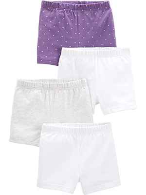 Simple Joys by Carter's 4-Pack Tumbling Shorts Pantalones Cortos, Morado/Gris/Blanco, 7 años, Pack de 4
