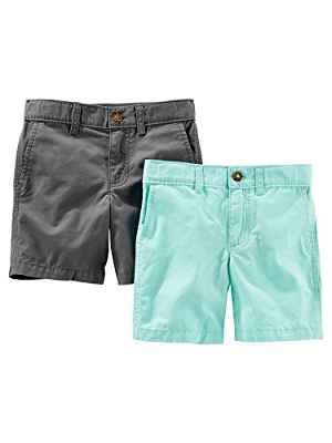 Simple Joys by Carter's Pantalones Cortos sin Pinzas Niño, Pack de 2, Verde Menta/Gris, 5 años