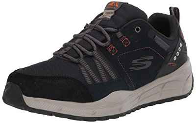 Skechers Equalizer 4.0 Trail, Zapatillas Hombre, Navy Leather/Mesh/Synthetic/Orange Trim, 41.5 EU