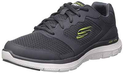Skechers FLEX ADVANTAGE 4.0, Zapatillas para Hombre, Charcoal Leather/Mesh/Pu/Trim, 41 EU