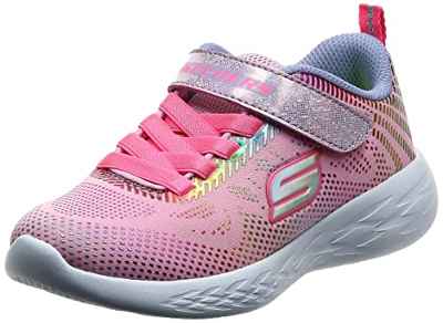 Skechers GO RUN 600 SHIMMER SPEEDER, Zapatillas para Niñas, Light Pink Mesh/Multi Foil Trim, 30 EU