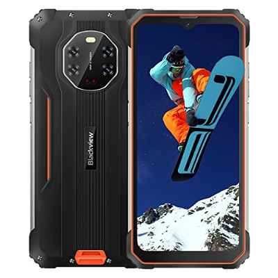 Smartphone Resistente Blackview BV8800, 6,58'' 90Hz FHD+ Pantalla, Cámara Cuatro 50MP IR Visión Nocturna, Helio G96 8GB+128GB, Batería 8380mAh, Android 11 IP68 Móvil Antigolpes, GPS NFC Naranja