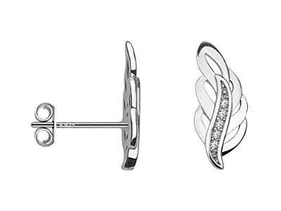 SOFIA MILANI - Pendientes para Mujeres en Plata de Ley 925 - con Circonitas - Pendientes de Hoja Rama - 20623