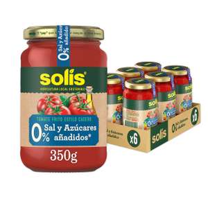 SOLÍS Tomate Frito Estilo Casero 0% Sal y Azúcares Añadidos Frasco Cristal - Pack de 6 x 350g