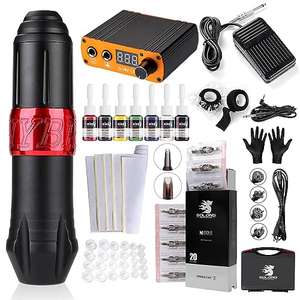 Solong Tattoo Pluma de Tatuaje 20 Cartuchos De Agujas Fuente De Alimentación Pedal Tattoo Machine EK129Q-1