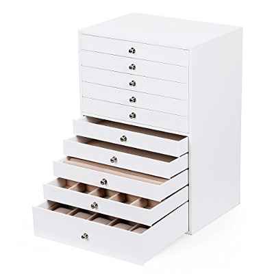 SONGMICS Caja Joyero Joyas Aretes Dijes Anillo de la Pulsera Joyería Caja de Almacenamiento JBC10W