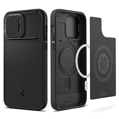 Spigen Funda Magnética Optik Armor MagFit Compatible con iPhone 14 Pro MagSafe - Negro
