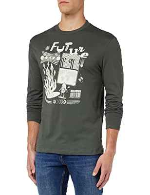 Springfield Camiseta Manga Larga Future, Dark_Khaki, XL para Hombre