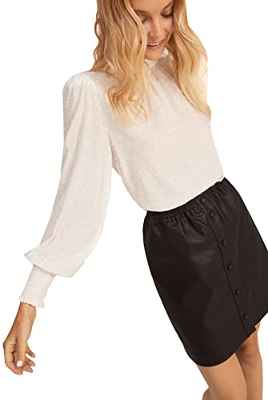 Springfield Falda Corta Efecto Piel, Falda Mujer, Negro (Black), M