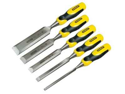 Stanley 2-16-885 Juego de formones DynaGrip, 5 Piezas, 6, 12, 18, 25, 32 mm, Set