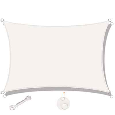 SUNNY GUARD Toldo Vela de Sombra Rectangular 3.5x5m Impermeable a Prueba de Viento protección UV para Patio, Exteriores, Jardín, Color Crema