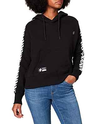 Superdry SDRY Code Logo Tape Crop Hood Sudadera con Capucha, Negro, XL para Mujer