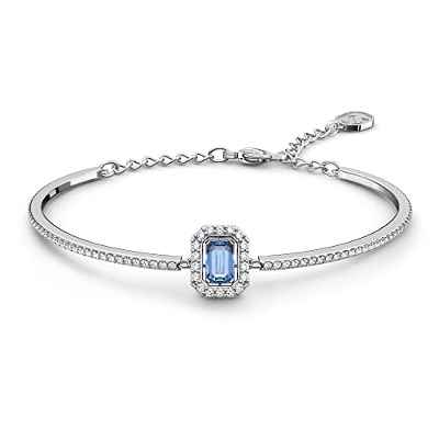 Swarovski Brazalete Millenia para Mujer, con Circonita Azul de Talla Octogonal, Cristales Blancos, en Baño de Rodio, Colección Swarovski Millenia