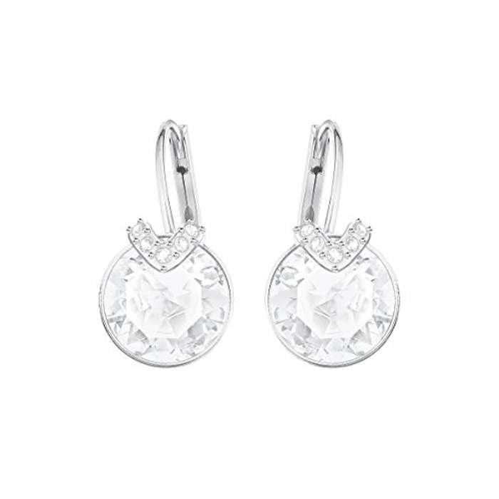 Swarovski Pendientes Bella V, blanco, baño de rodio