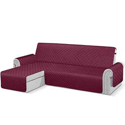 TAOCOCO Funda de Sofá Impermeable Funda de Cojín de Protección para Mascotas Funda de Sofá Antisuciedad(Rojo Vino/ Chaise Izquierdo 240cm)