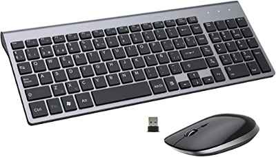 Teclado y Ratón Inalámbrico QWERTY Español Ergonómico Teclado Inalámbrico Ratón Silencioso Portátil para PC/Laptops/Smart TV - Nero