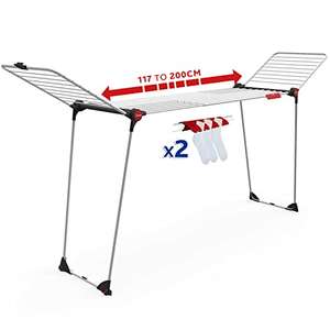 Tendedero Grande, Estante Telescópico Extensible, Secadora ya Montada, Alas Altas - Vileda Infinity Flex