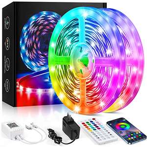 Tira LED 30 metros, 5050 RGB, Sincronización Musical Bluetooth, Control de Remoto 44 Botones y App, 29 Modos
