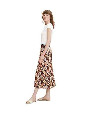 TOM TAILOR Señoras Falda plisada Midi 1032546, 30196 - Beige Large Floral Design, 36