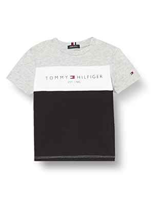 Tommy Hilfiger Camiseta Essential S/S, Black/Colorblock, 80 cm para Niños