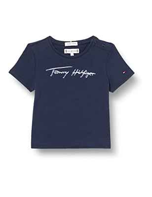 Tommy Hilfiger Script Print tee S/S Camisetas, Twilight Navy, 16 años para Niñas