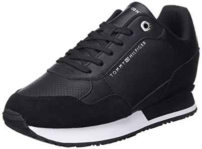 Tommy Hilfiger Tenis de cuña de Punto, Zapatillas Mujer, Black, 37 EU
