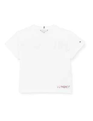 Tommy Hilfiger Tommy Metallic Foil tee S/S Camiseta, White, 16 años para Niñas