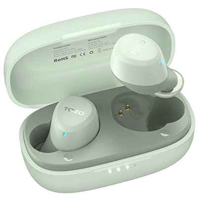TOZO A1 Mini Auriculares inalámbricos Bluetooth 5.3 en la Oreja Auriculares livianos Micrófono Incorporado, Auriculares con Sonido Premium inmersivo (Compatible para Orejas pequeñas),Caqui