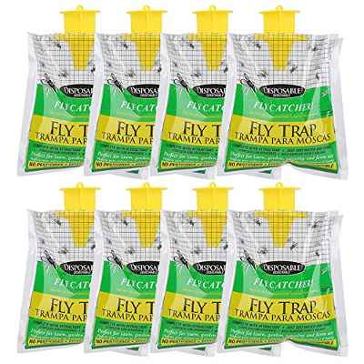 Trampa para Moscas atrapa Moscas Rescate desechable Solo agregue Agua para Colgar para Control de Insectos en Interior Exterior Jardín 8 Pack