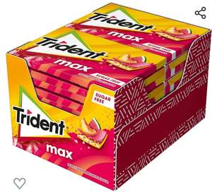 Trident Max Melocotón y Sandía - Chicles sin Azúcar con Sabor a Melocotón y Sandía- Paquete de 12 Envases de 23 g