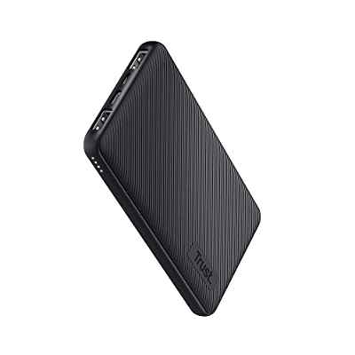 Trust Mobile Primo Batería Externa Carga Rapida 10000mAh, Power Bank Compacto Sostenible USB-C 3 A, 46 Horas Extra, 3 Entradas, iPad, Samsung, Xiaomi, Huawei, Airpods, Móvil, Tablet, Negro