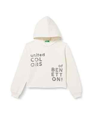United Colors of Benetton Camiseta M/L 35TMC201N Sudadera con Capucha DE Manga Larga, Blanco Crema 036, 160 para Niñas