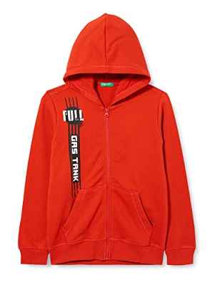 United Colors of Benetton Chaqueta con Gorra M/L 3J68C500R Sudadera con Capucha DE Manga Larga, Rojo Oscuro 29L, 168 para Niños
