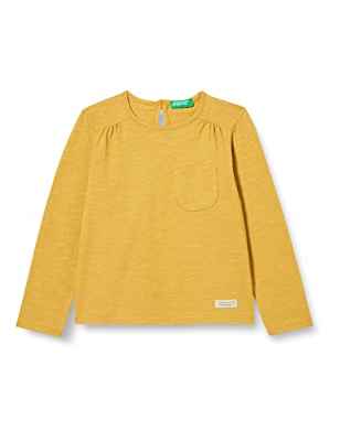 United Colors of Benetton M/L 3F42G104N Camiseta DE Manga Larga, Amarillo Mostaza P06, 82 para Niñas