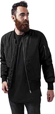 Urban Classics Cazadora de Hombre Chaqueta Bomber de Estilo Urbano, con Cuello, Cintura y Puños Negros a Contraste, Cierre con Cremallera, blk/blk, 4XL